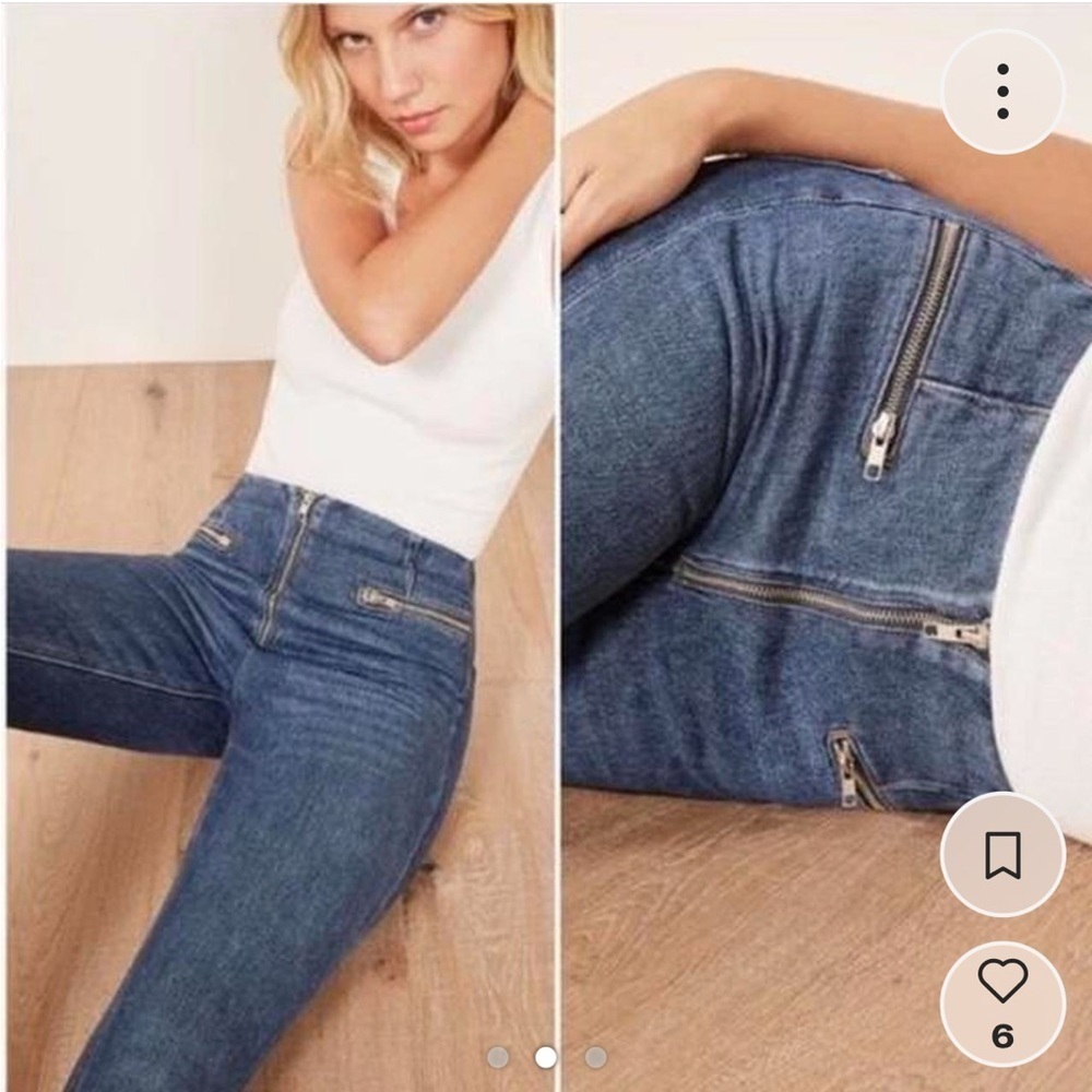Reformation Nikki High Waisted Blue‎ Zippered Denim Jeans